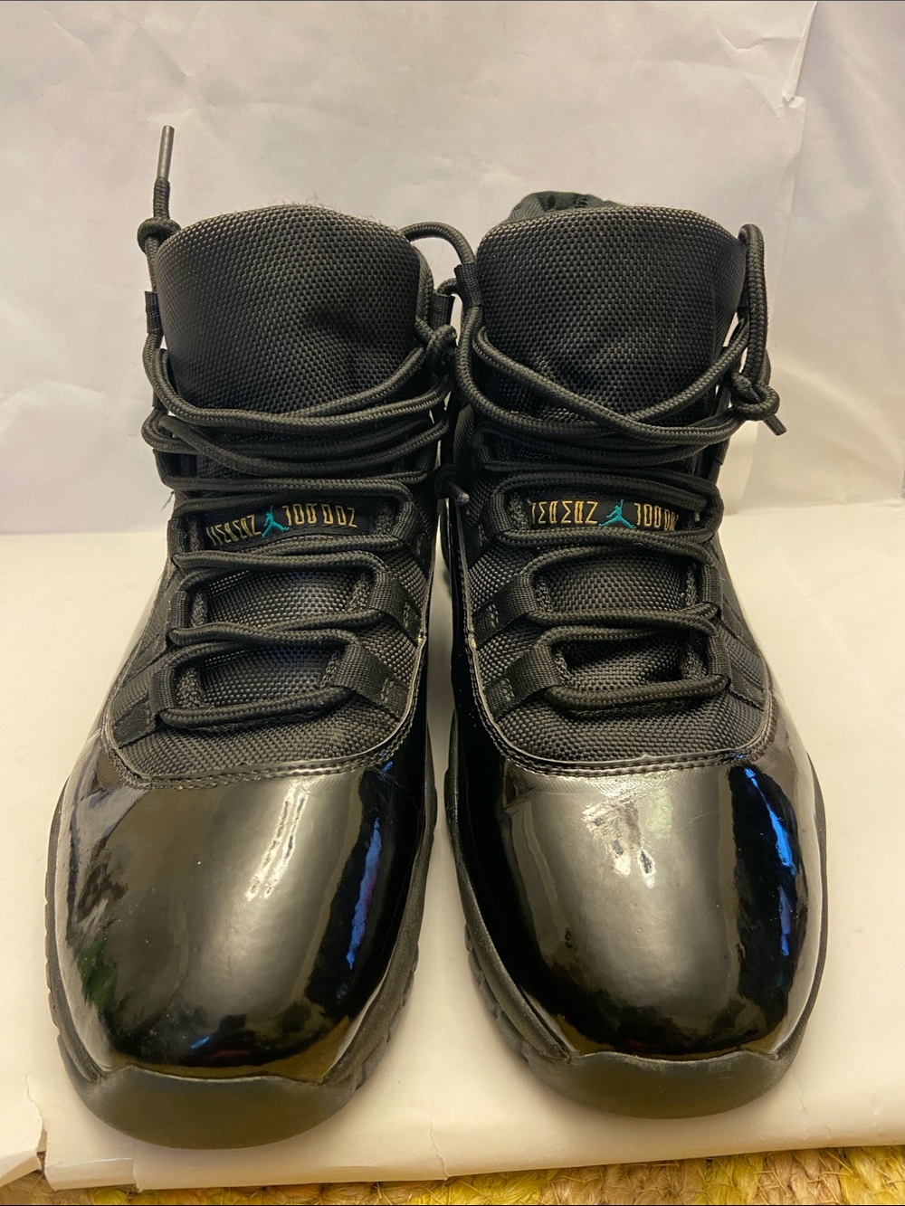 Black patent Jordans 11, no box